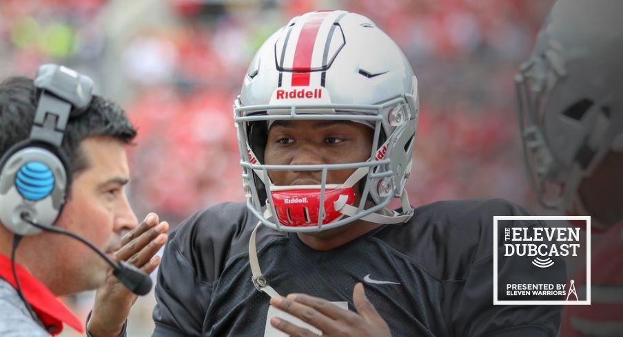 Ohio State quarterback Dwayne Haskins and coach Ryan Day