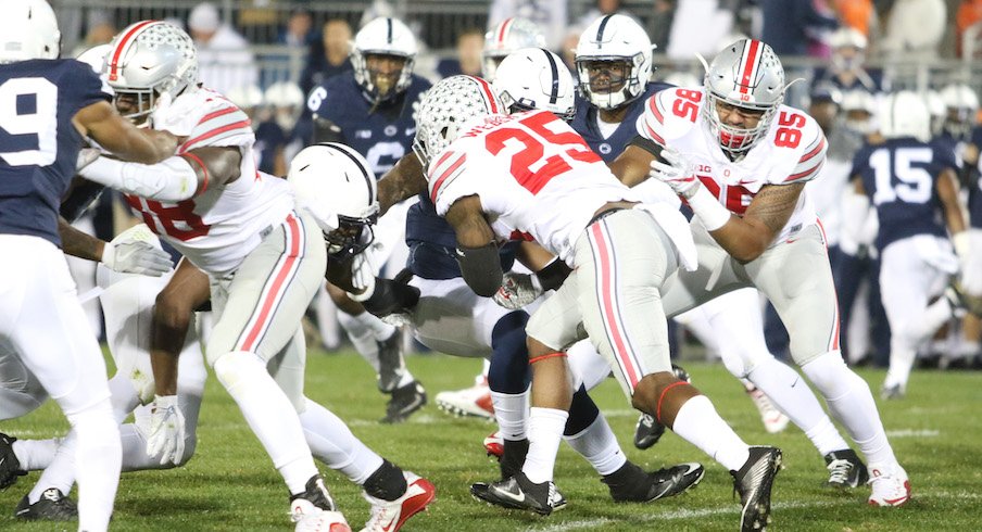 Mike Weber running vs. Penn State at Beaver Stadium in 2016