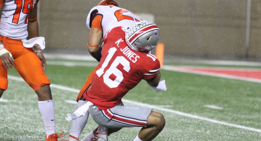 Ohio State coaches emphasize contact with the shoulder, not the head