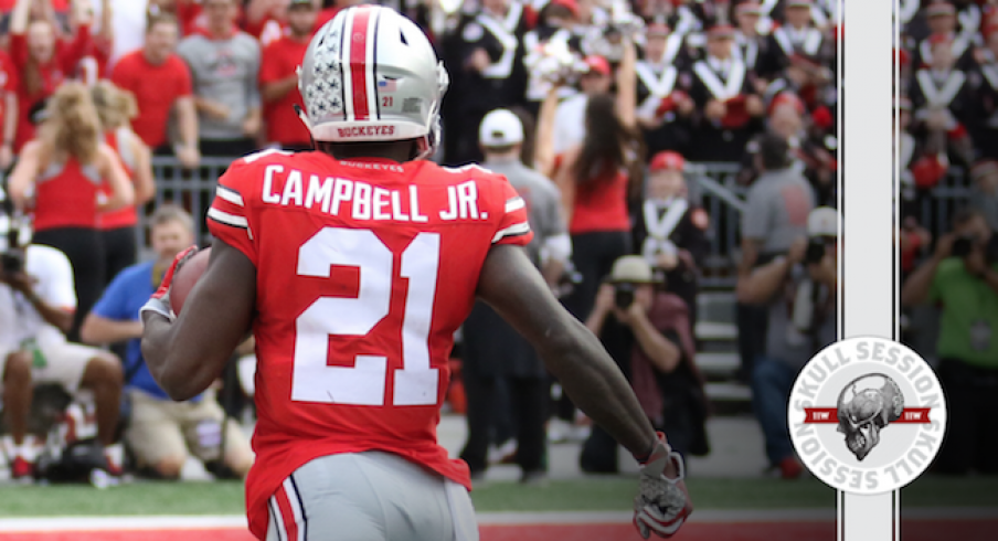 Parris Campbell runs to the end zone.