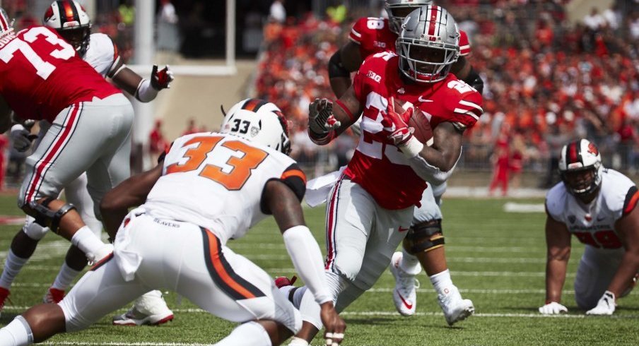 Mike Weber blew up for 189 total yards and four touchdowns against Oregon State. 