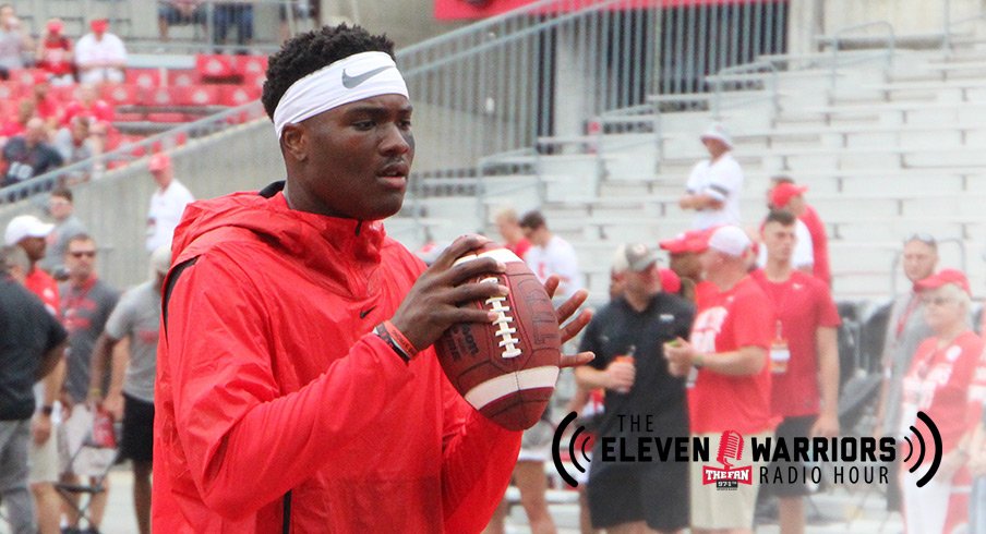 Dwayne Haskins warming up for Ohio State