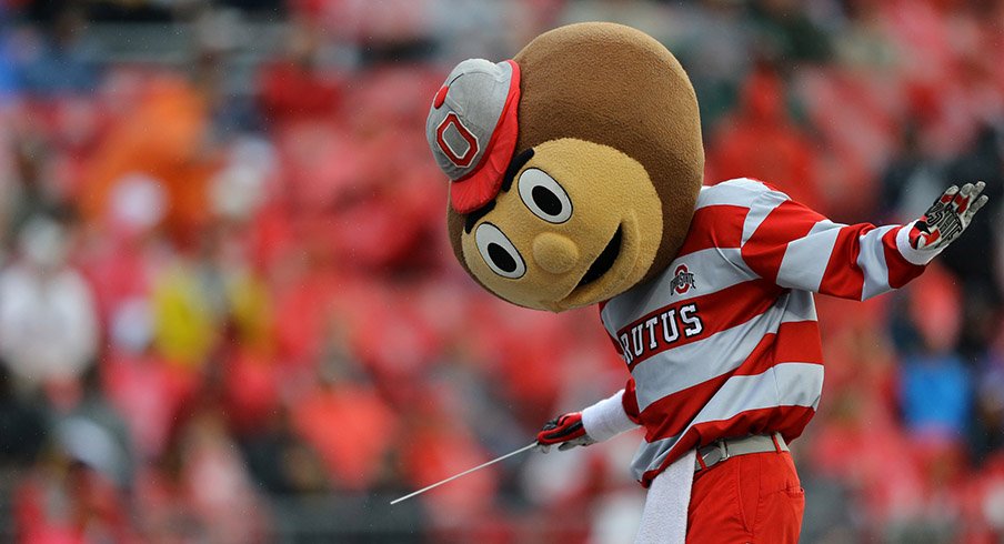Brutus Buckeye was in some kind of mood during Ohio State's 52-3 win over Rutgers