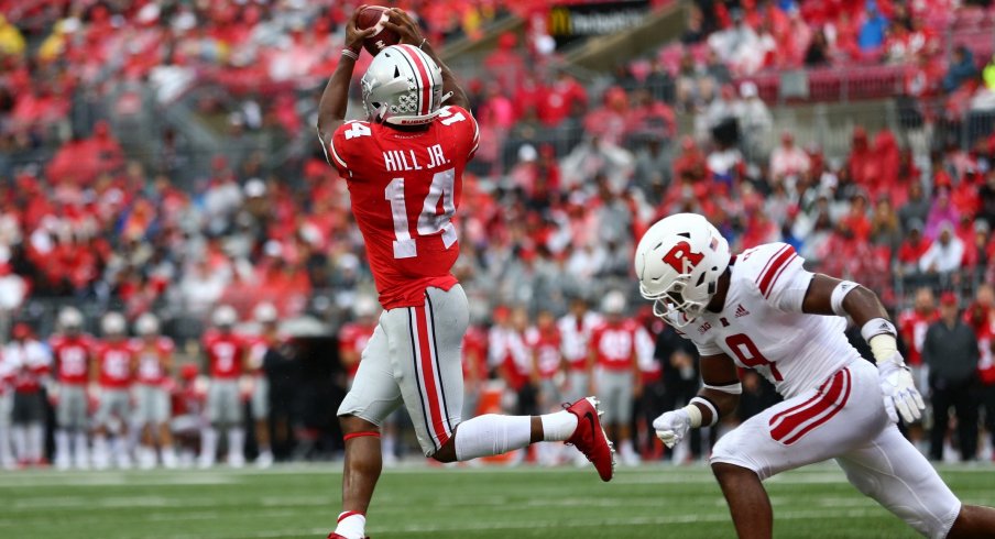 10 Buckeye receivers caught passes in their blowout win over Rutgers.