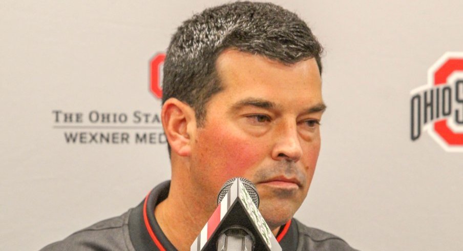 Ryan Day addresses the assembled media.