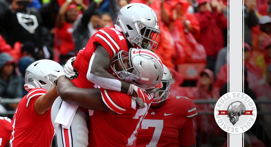 Thayer Munford and Parris Campbell are happy to be in today's skull session.