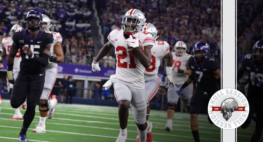 Parris Campbell speeds into today's skull session.