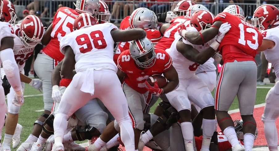 J.K. Dobbins runs for a touchdown against Indiana