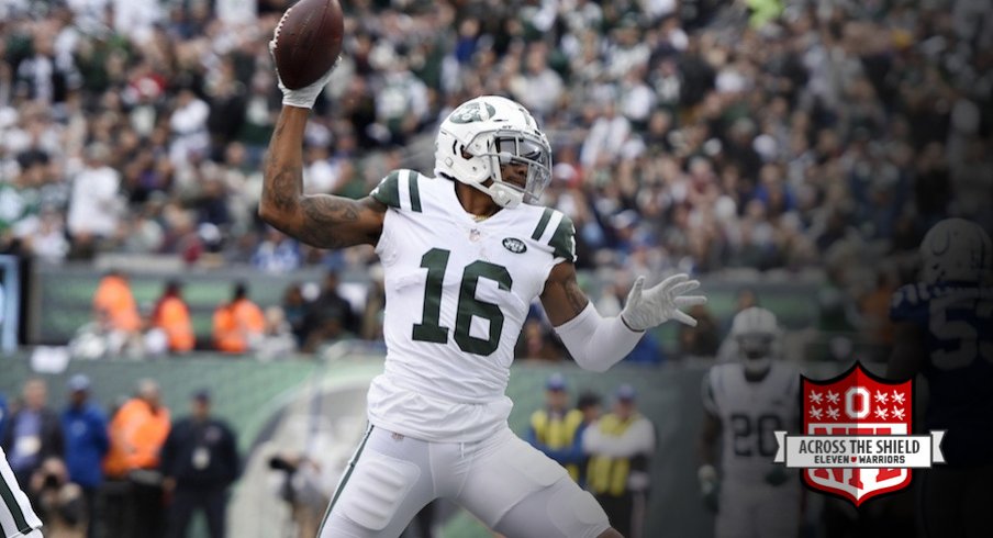 Terrelle Pryor celebrates after scoring a touchdown