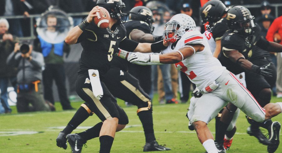 Purdue QB is sacked. 