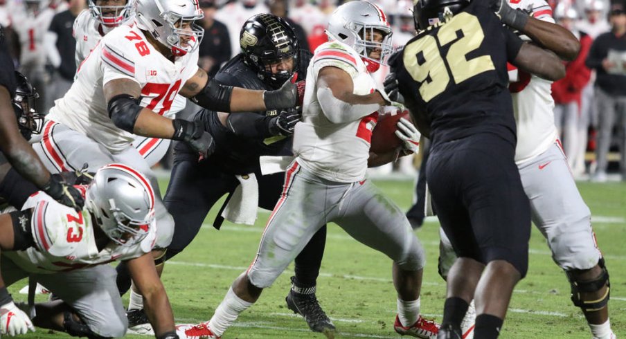 J.K. Dobbins and Mike Weber had nowhere to run in the loss to Purdue.