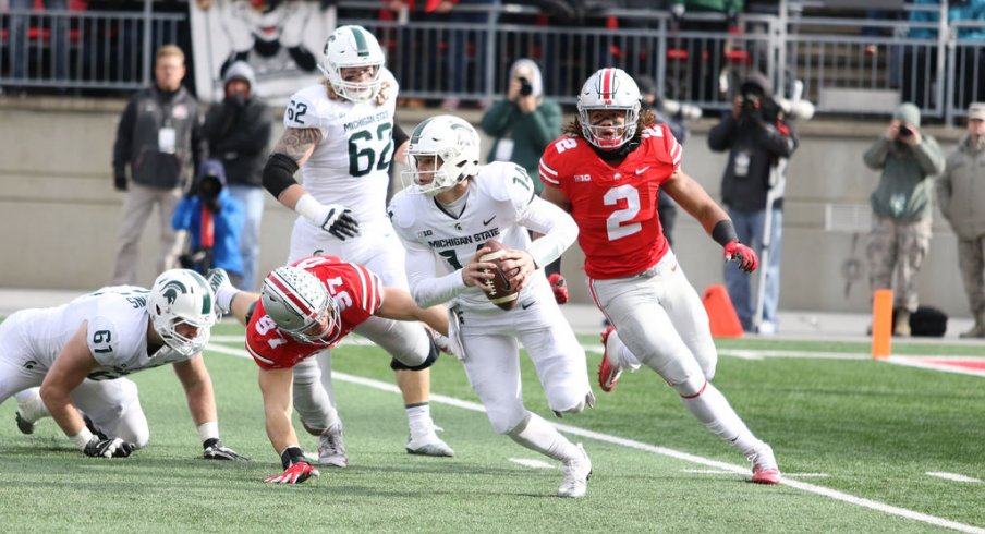 Chase Young chases Lewerke down. 