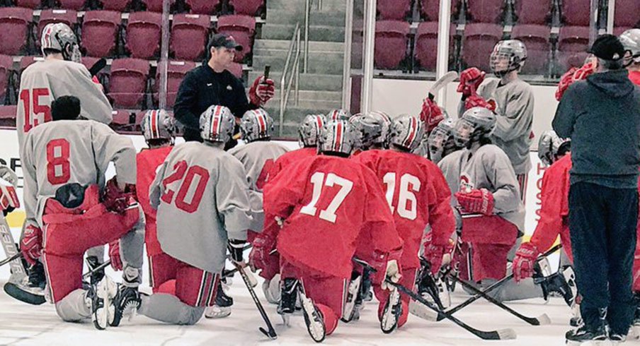 Ohio State men's ice hockey at practice.