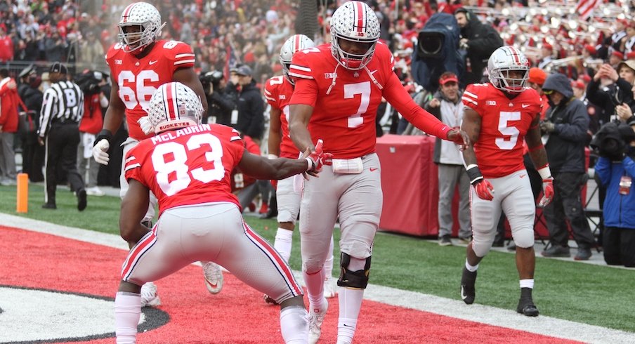 Dwayne Haskins and Terry McLaurin celebrate a touchdown