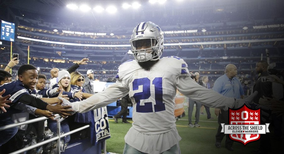 Zeke celebrating after win on Thanksgiving