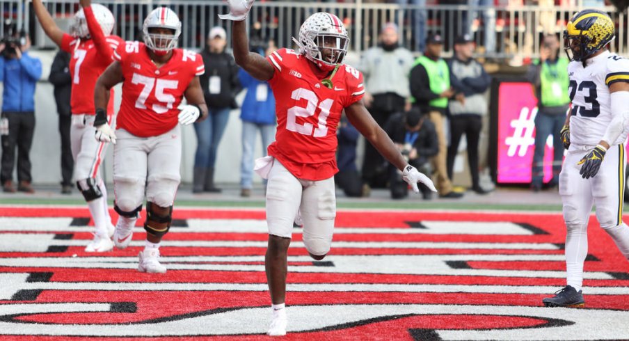 Parris Campbell celebrates his second touchdown of the night. 