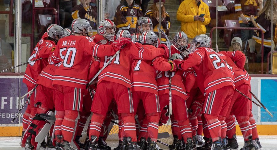 Buckeye hockey huddle