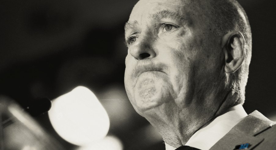 Jul 23, 2018; Chicago, IL, USA; Big Ten commissioner Jim Delany addresses the media during the Big Ten football media day at Chicago Marriott Downtown Magnificent Mile. Mandatory Credit: Patrick Gorski-USA TODAY Sports