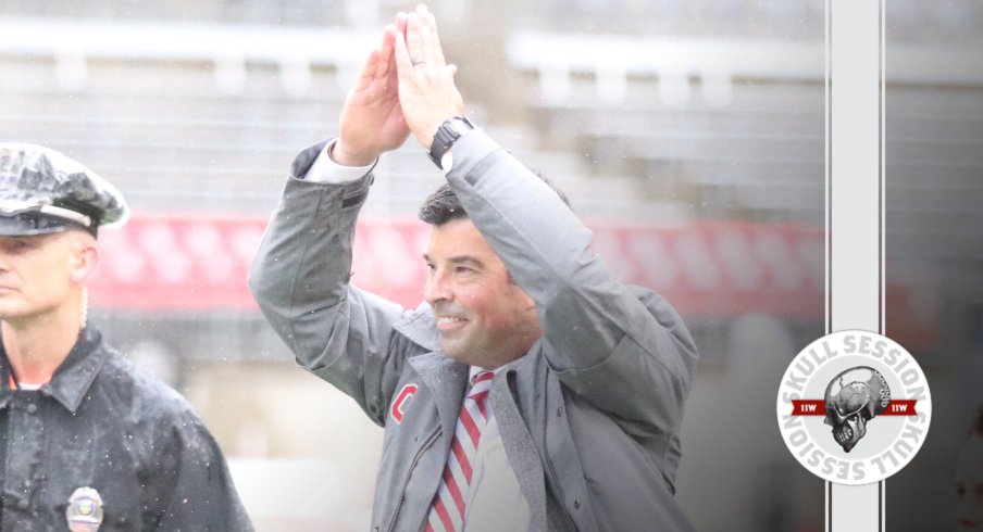 Ryan Day salutes the crowd in today's Skull Session.