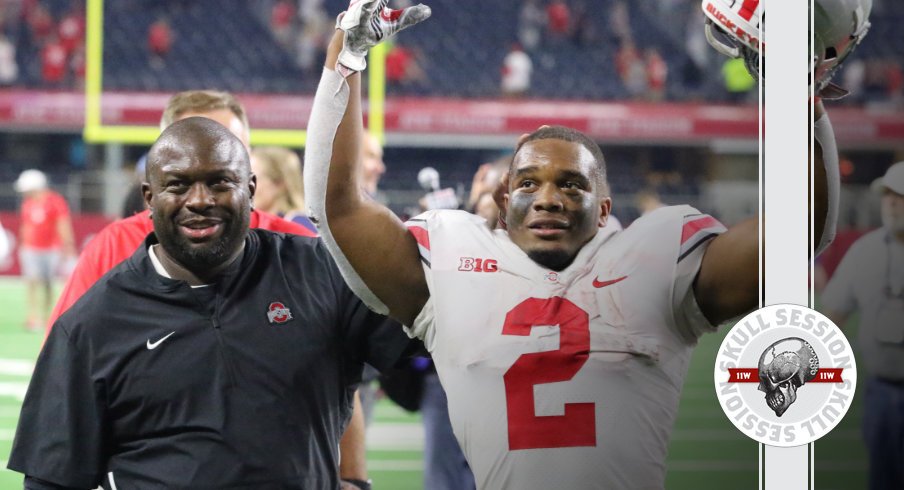Tony Alford and J.K. Dobbins are fairly happy to be here in today's Skull Session.