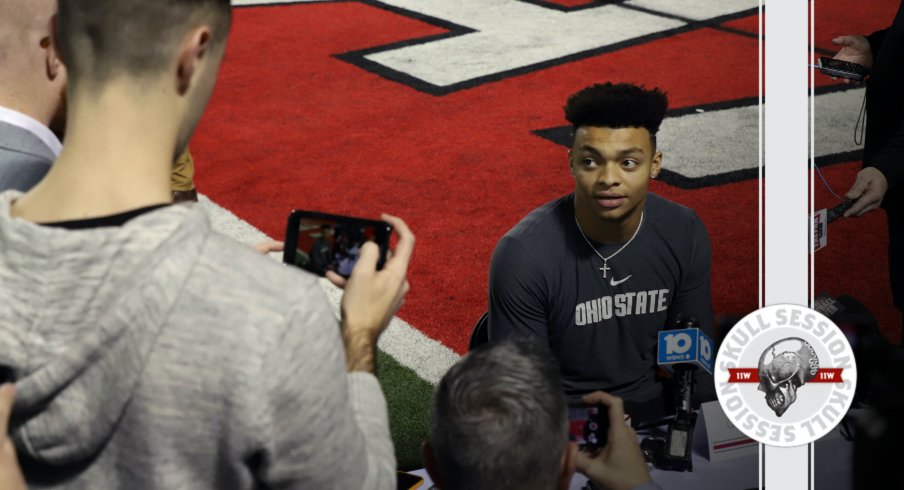 Justin Fields talks to the media in today's Skull Session.