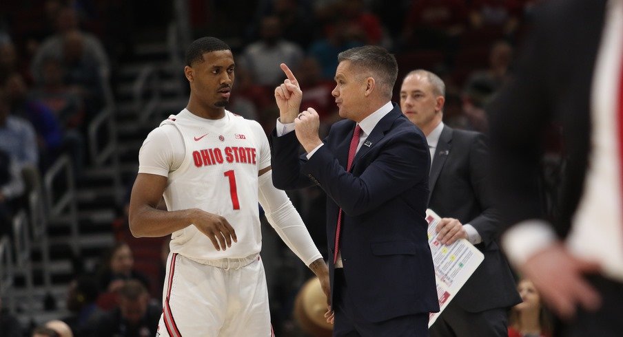 Ohio State head coach Chris Holtmann and player Luther Muhammad