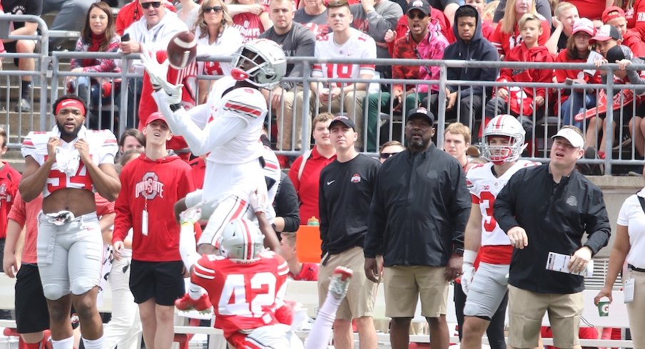 Binjimen Victor Hauls in a touchdown pass. "That's probably a record."