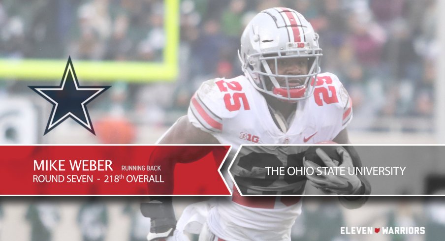 The Dallas Cowboys select Mike Weber with the No. 218 overall pick in the 2019 NFL draft.