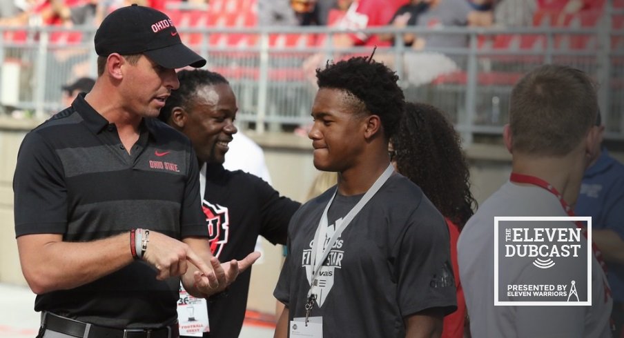 Coach Brian Hartline with a recruit