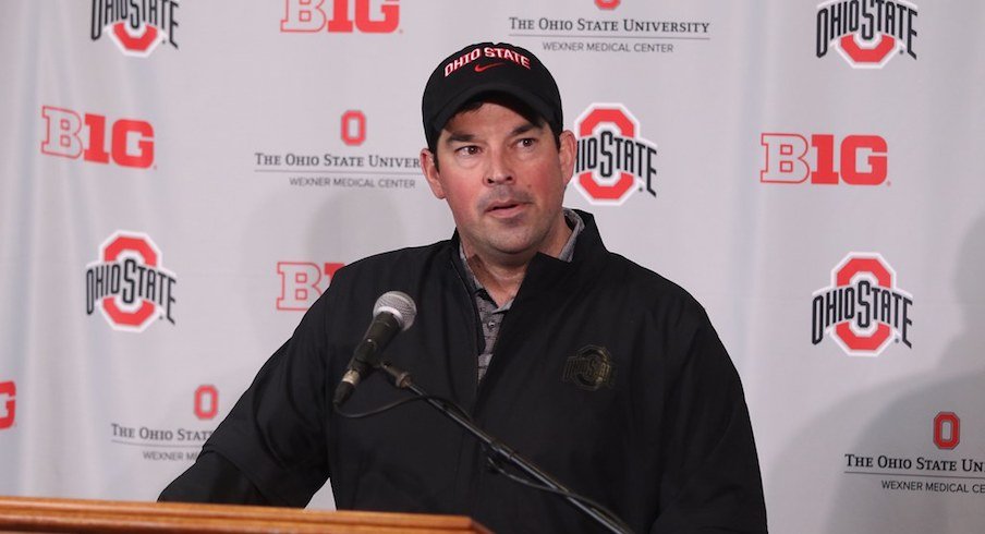 Ryan Day meets with media.