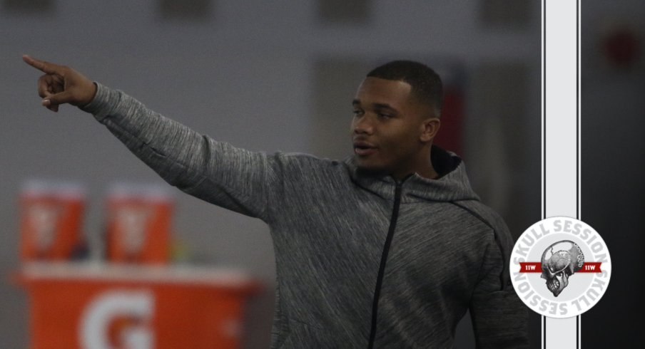 J.K. Dobbins is pointing towards the end zone in today's skull session.
