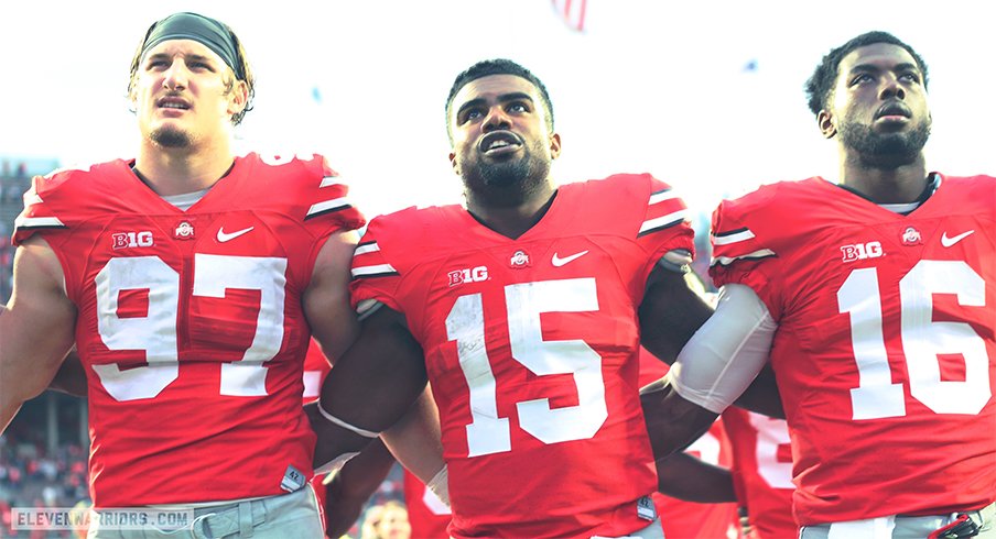 Joey Bosa, Ezekiel Elliott and J.T. Barrett