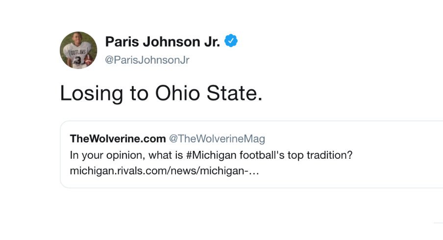 Paris Johnson Jr. has words for Michigan commits.