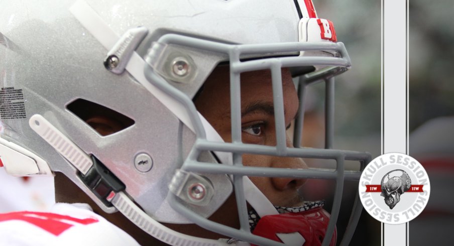 J.K. Dobbins is staring at today's Skull Session.