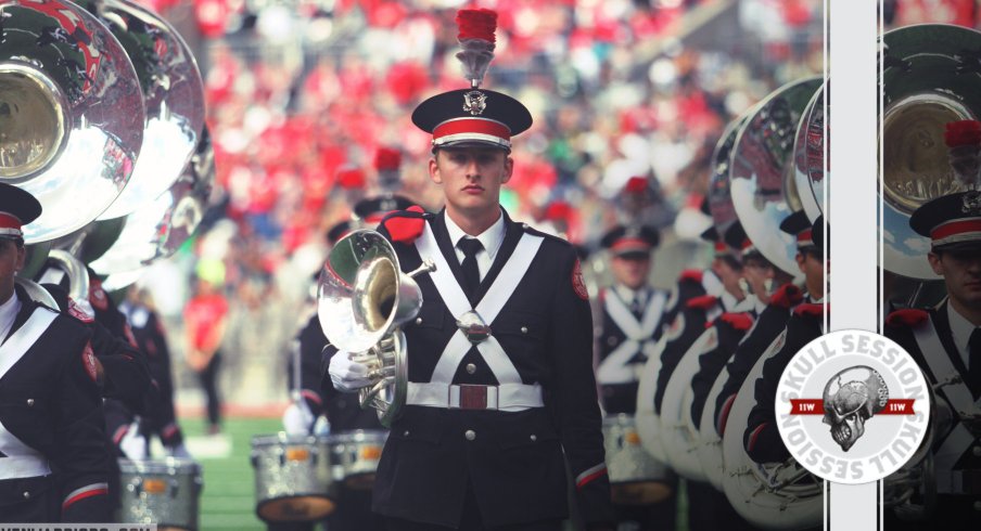 The band is out on the field in today's skull session.