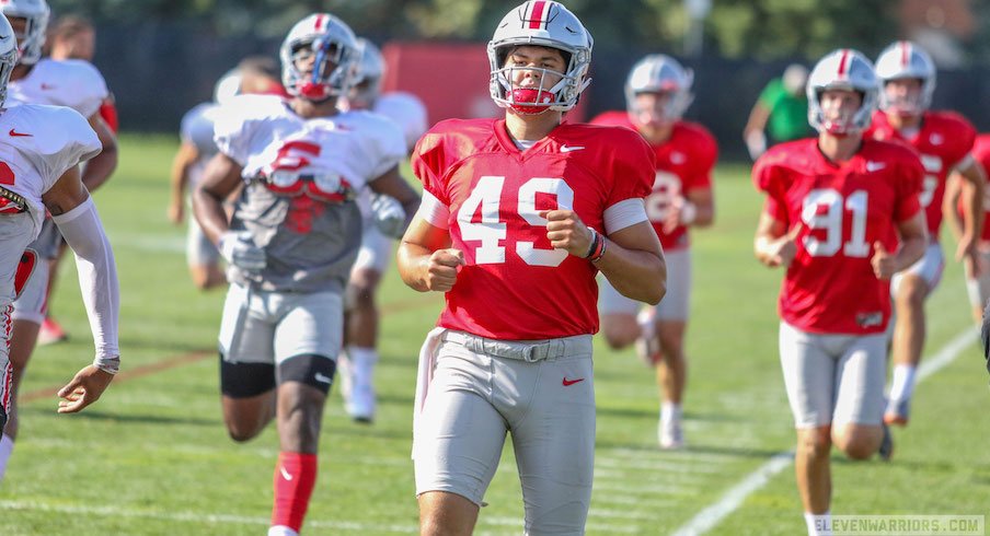 Liam McCullough and other Ohio State players during 2018 fall camp.