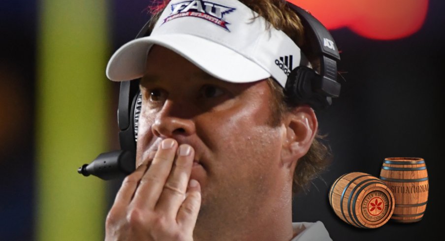 Sep 29, 2018; Murfreesboro, TN, USA; Florida Atlantic Owls head coach Lane Kiffin during the second half against the Middle Tennessee Blue Raiders at Floyd Stadium. Mandatory Credit: Christopher Hanewinckel-USA TODAY Sports