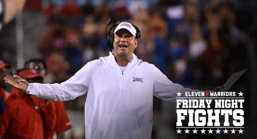 Nov 10, 2018; Boca Raton, FL, USA; Florida Atlantic Owls head coach Lane Kiffin reacts during the first half against the Western Kentucky Hilltoppers at FAU Football Stadium. Mandatory Credit: Jasen Vinlove-USA TODAY Sports