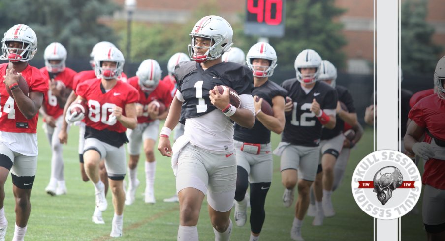 Justin Fields is at the front of the line in today's skull session.