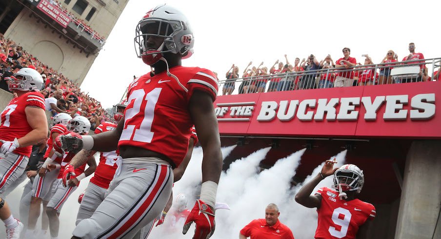 Ohio State exits the tunnel before its game against Cincinnati.