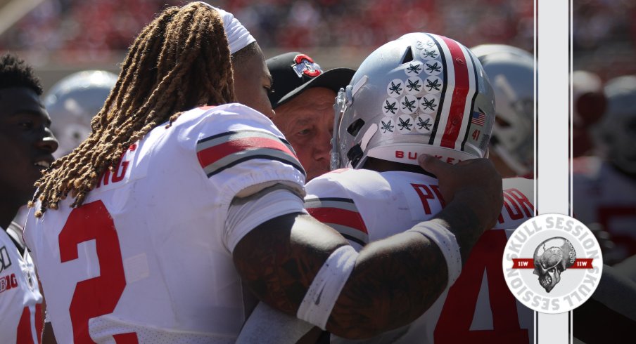 J.K. Dobbins mentors josh proctor in today's skull session.