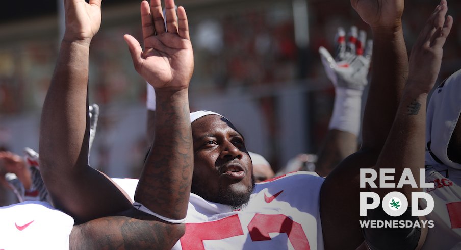 Davon Hamilton celebrates the win at Indiana.