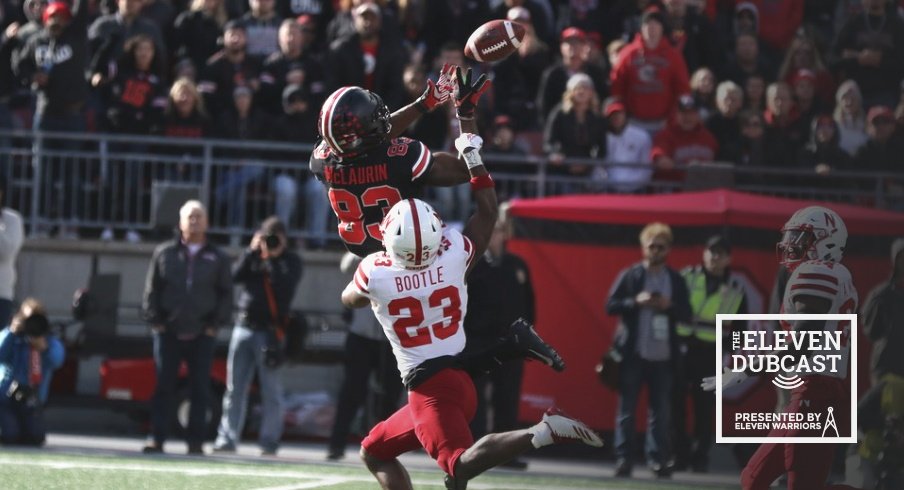 Former Ohio State wide receiver Terry McLaurin catches a pass against Nebraska