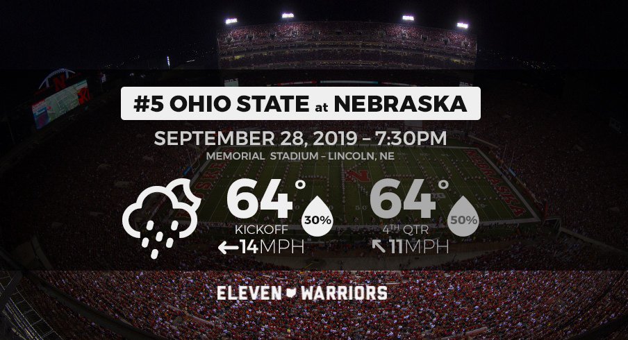 Expect showers when No. 5 Ohio State meets Nebraska Saturday night