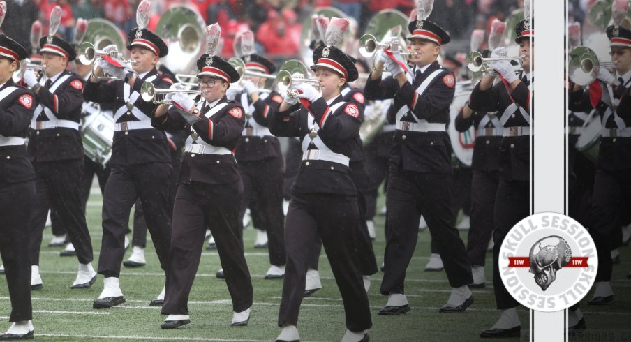 The band is out on the field in today's skull session.