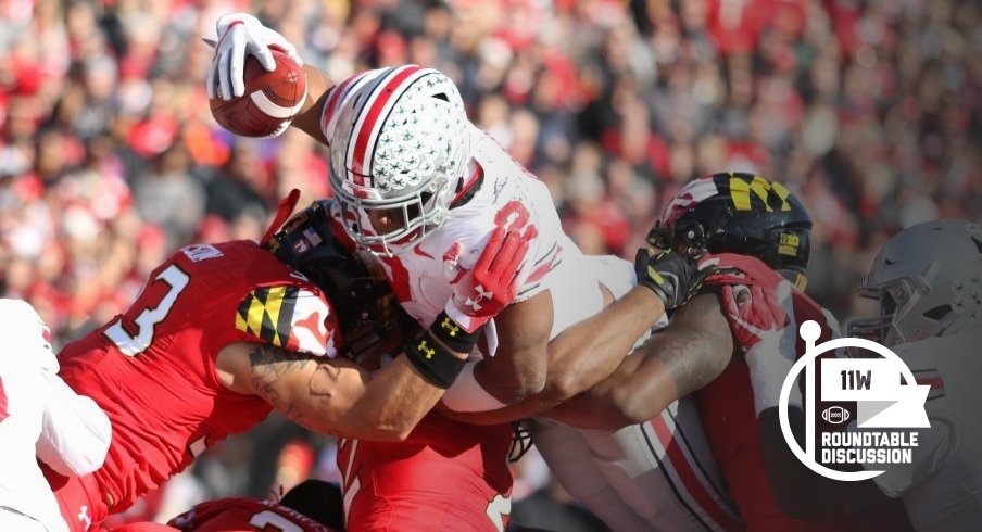 J.K. Dobbins ran for a career-high 203 yards last year versus Maryland. 