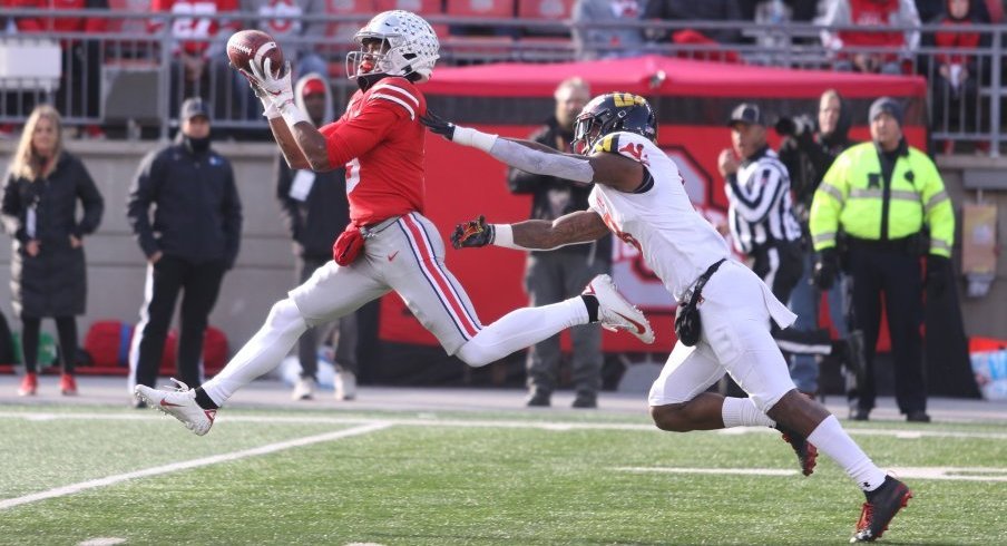 True freshman Garrett Wilson racked up a career-high 82 receiving yards against Maryland.