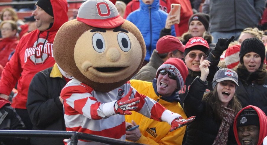 Brutus Buckeye and Ohio State fans