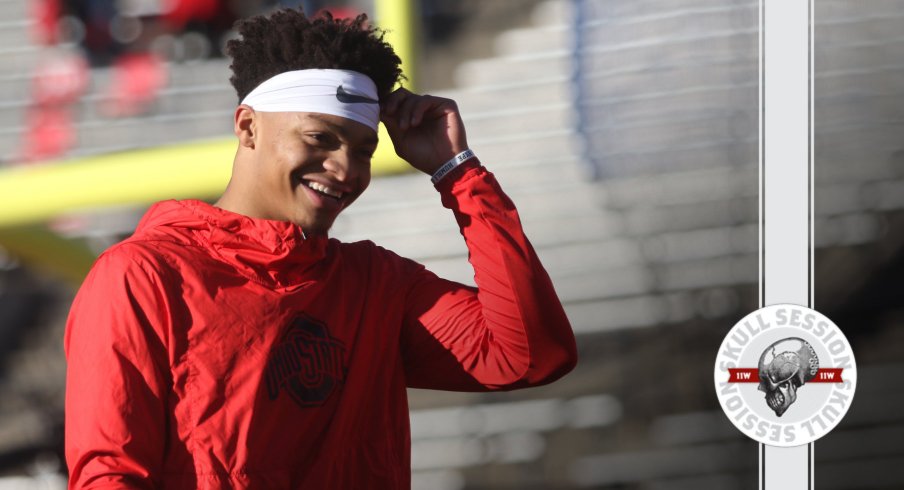 Justin Fields is smiling in today's skull session.