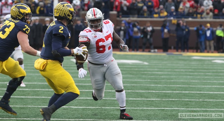 Robert Landers chases Shea Patterson.